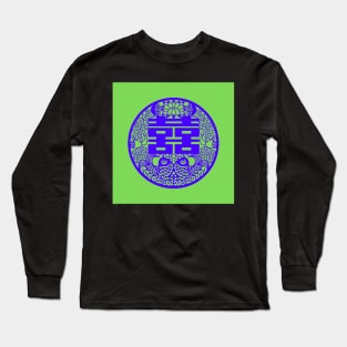 Double Happiness Lime Green with Deep Purple Symbol - Happy Hong Kong Long Sleeve T-Shirt